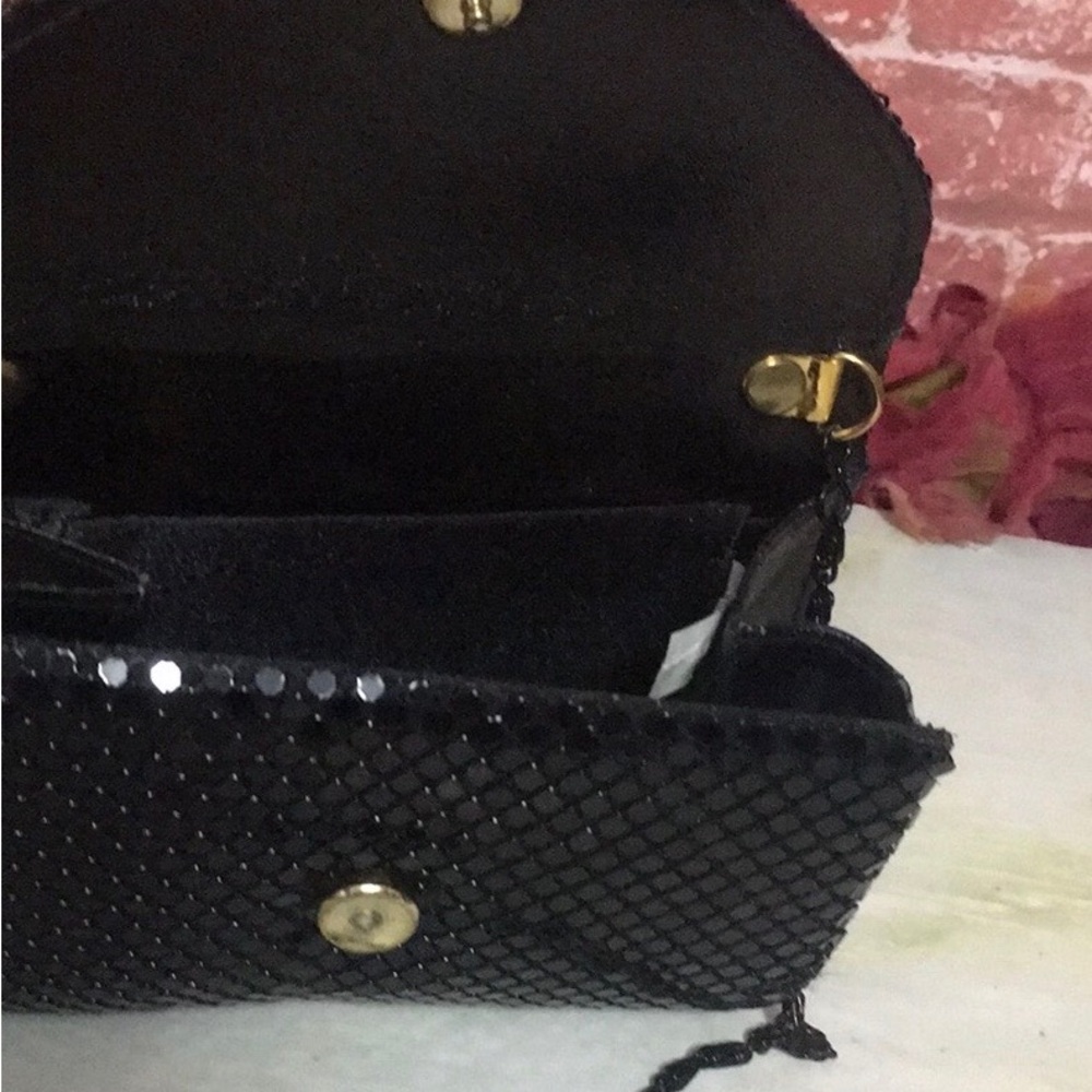 Vintage 80s Y&S Black Sequin Chain Mail Evening Crossbody Bag - Picture 9 of 13